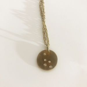 Brass Pendant Necklace with Rhinestones